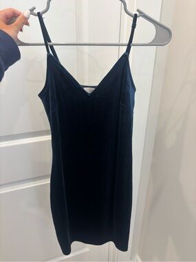 Lizard Thicket Navy Velvet Slip Dress